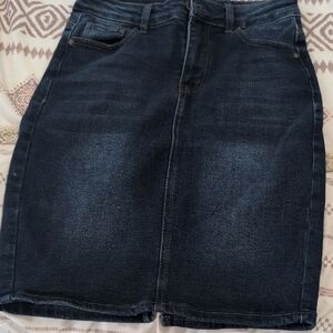 Women’s Dark Blue Denim Pencil Skirt - Sleek Everyday Style